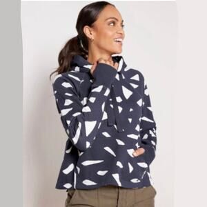 Sweaty Betty Sweatshirt Womens 4 Blue White Revive Cropped Hoodie Athletic Yoga